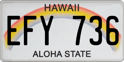 HI license plate EFY736