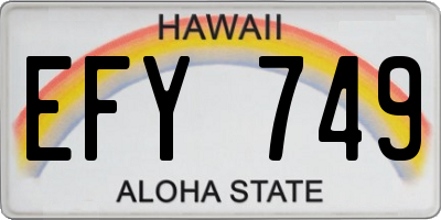 HI license plate EFY749
