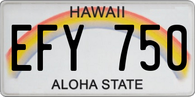 HI license plate EFY750
