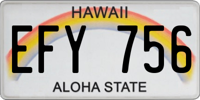 HI license plate EFY756