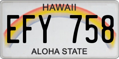HI license plate EFY758