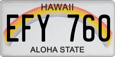 HI license plate EFY760