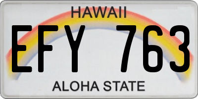 HI license plate EFY763
