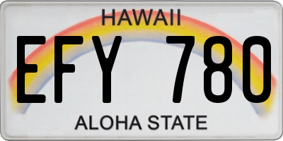 HI license plate EFY780