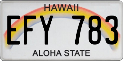 HI license plate EFY783