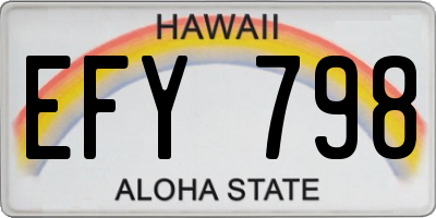 HI license plate EFY798