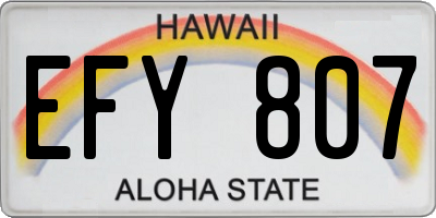 HI license plate EFY807