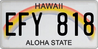 HI license plate EFY818