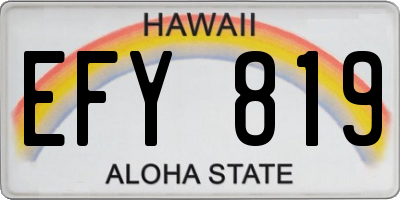 HI license plate EFY819