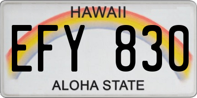 HI license plate EFY830