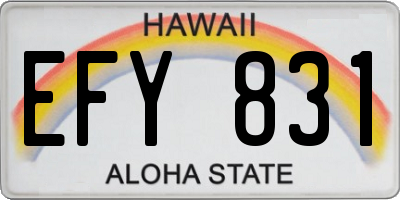 HI license plate EFY831