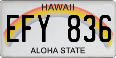 HI license plate EFY836