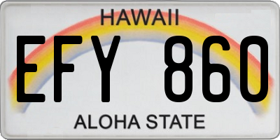 HI license plate EFY860