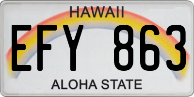 HI license plate EFY863