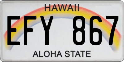 HI license plate EFY867
