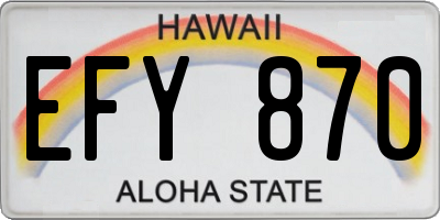 HI license plate EFY870