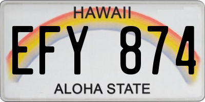 HI license plate EFY874