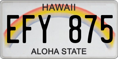 HI license plate EFY875