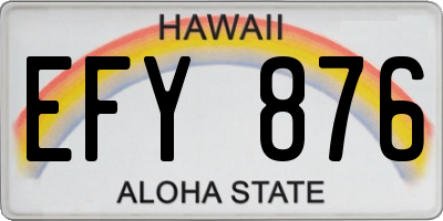 HI license plate EFY876