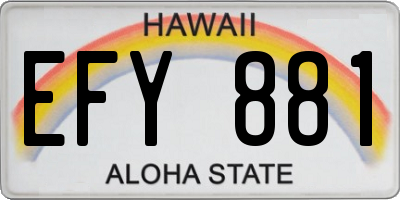 HI license plate EFY881