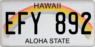 HI license plate EFY892