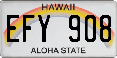 HI license plate EFY908