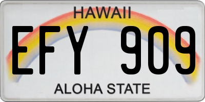 HI license plate EFY909