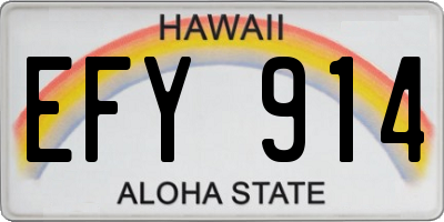 HI license plate EFY914