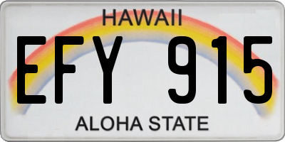 HI license plate EFY915