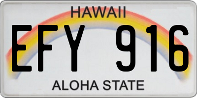 HI license plate EFY916