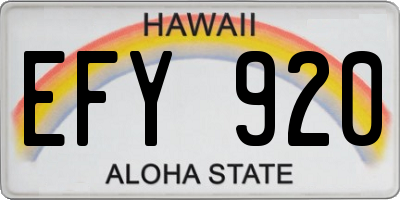 HI license plate EFY920