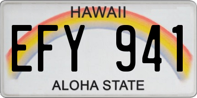 HI license plate EFY941