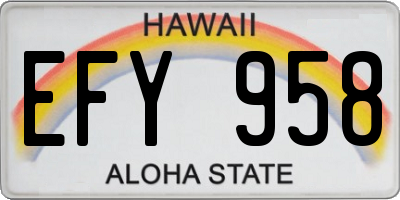 HI license plate EFY958