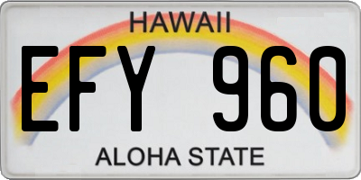 HI license plate EFY960