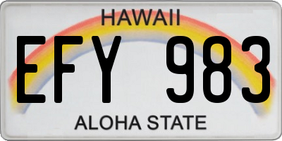 HI license plate EFY983
