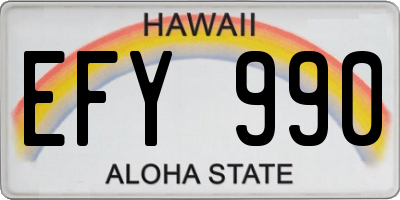 HI license plate EFY990