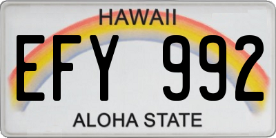 HI license plate EFY992