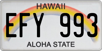HI license plate EFY993