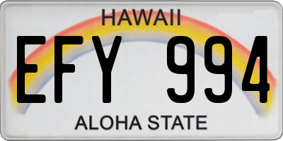 HI license plate EFY994
