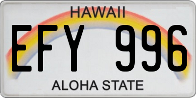 HI license plate EFY996