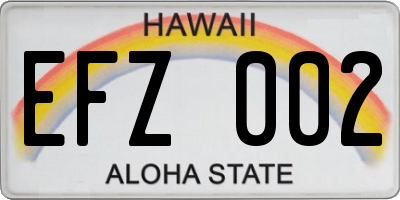 HI license plate EFZ002