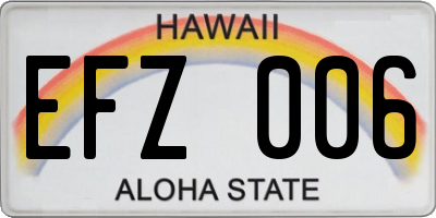 HI license plate EFZ006
