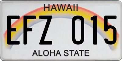 HI license plate EFZ015