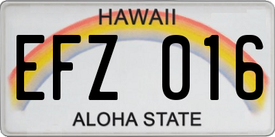 HI license plate EFZ016