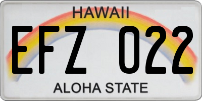 HI license plate EFZ022