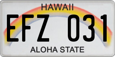 HI license plate EFZ031