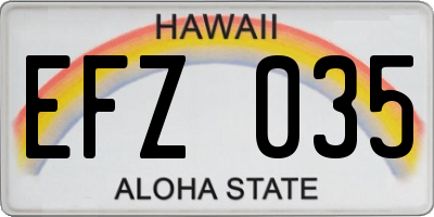 HI license plate EFZ035