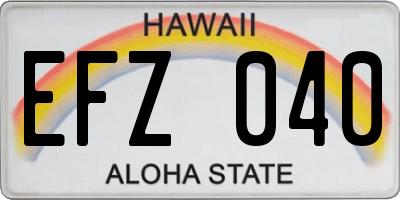 HI license plate EFZ040