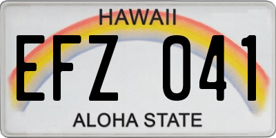 HI license plate EFZ041