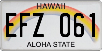 HI license plate EFZ061
